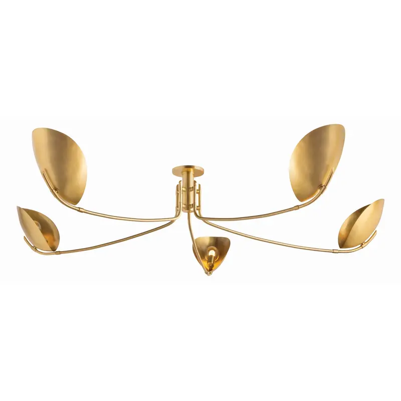 Avondale Five Light Semi Flush Mount Aged Brass