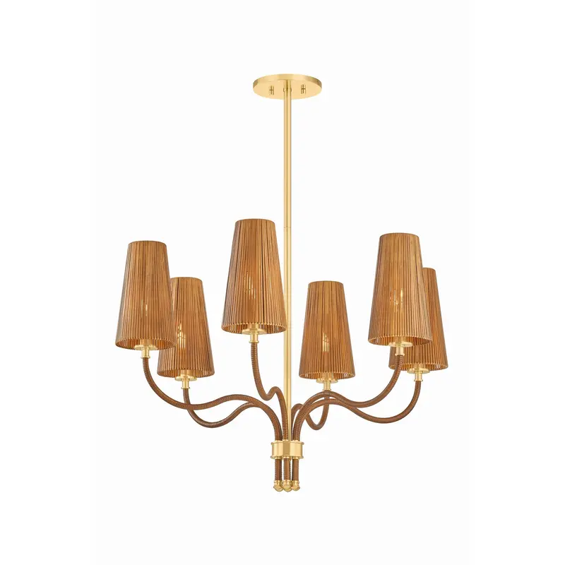 Atwood Six Light Chandelier Aged Brass