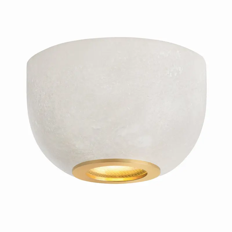Bains Corner One Light Flush Mount Aged Brass