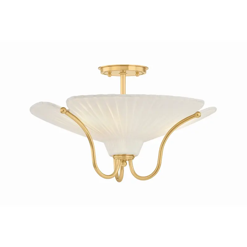 Gerhard Three Light Semi Flush Mount Aged Brass