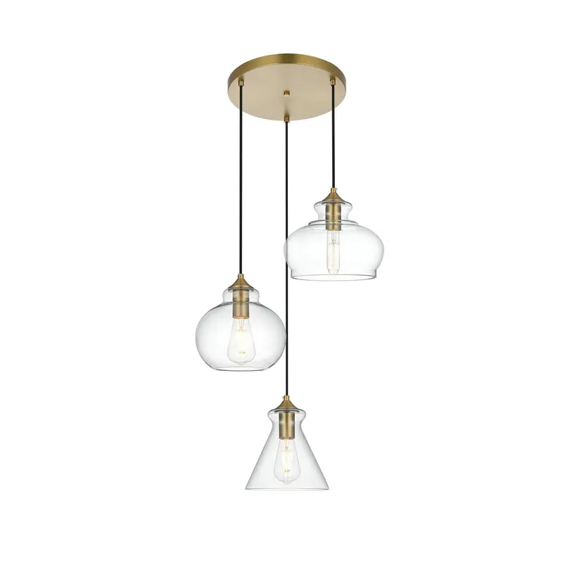 Destry Three Light Pendant Satin Gold