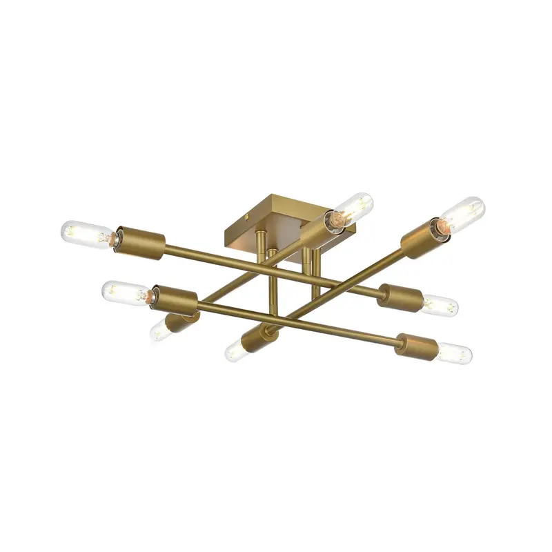 Script Eight Light Flush Mount Satin Gold