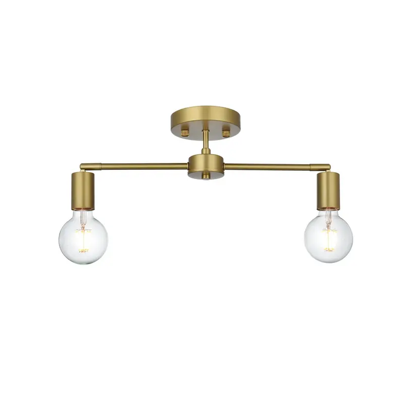 Zane Two Light Flush Mount Satin Gold