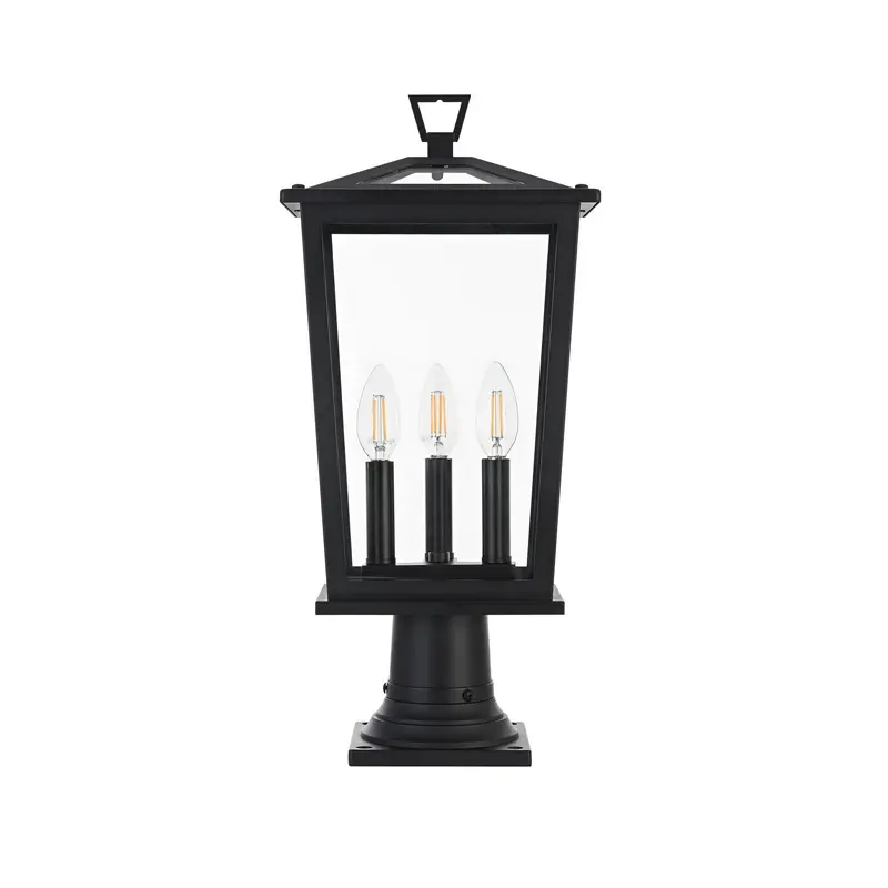 Berks Three Light Outdoor Post Mount Black