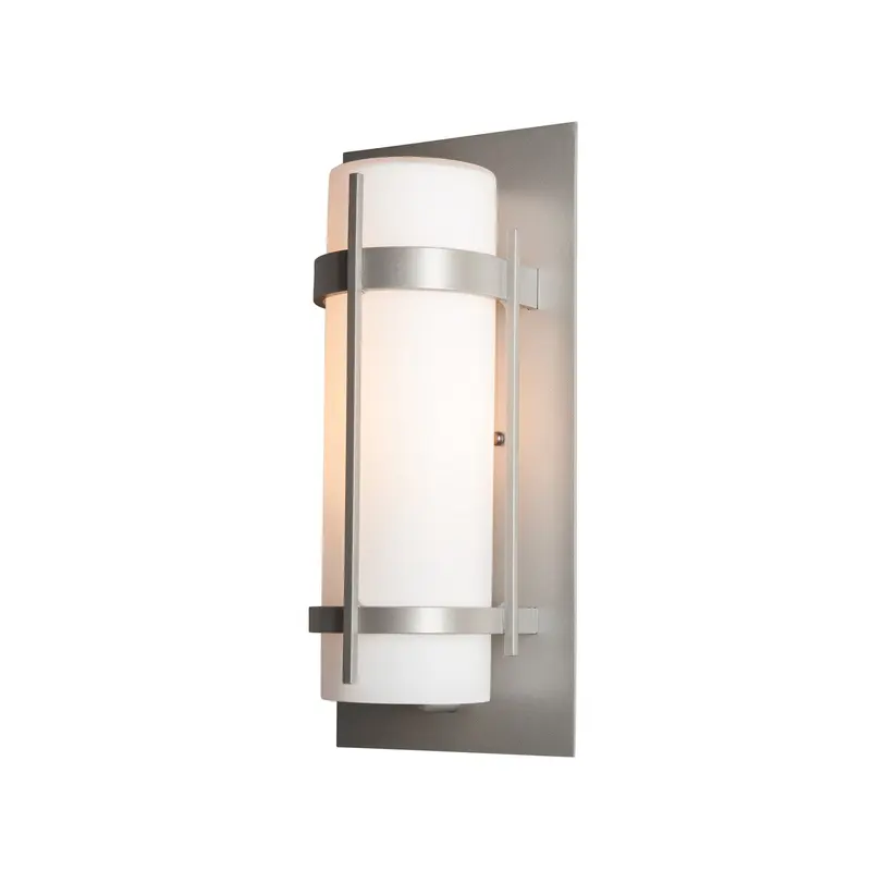 Banded One Light Outdoor Wall Sconce Coastal Burnished Steel