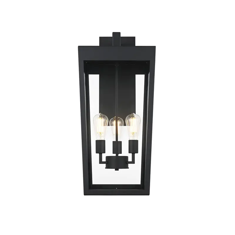 William Three Light Outdoor Wall Sconce Black