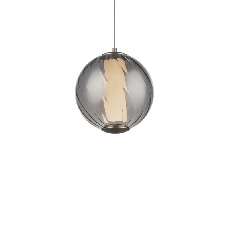Swirly LED Mini Pendant Smoke Glass/Brushed Nickel