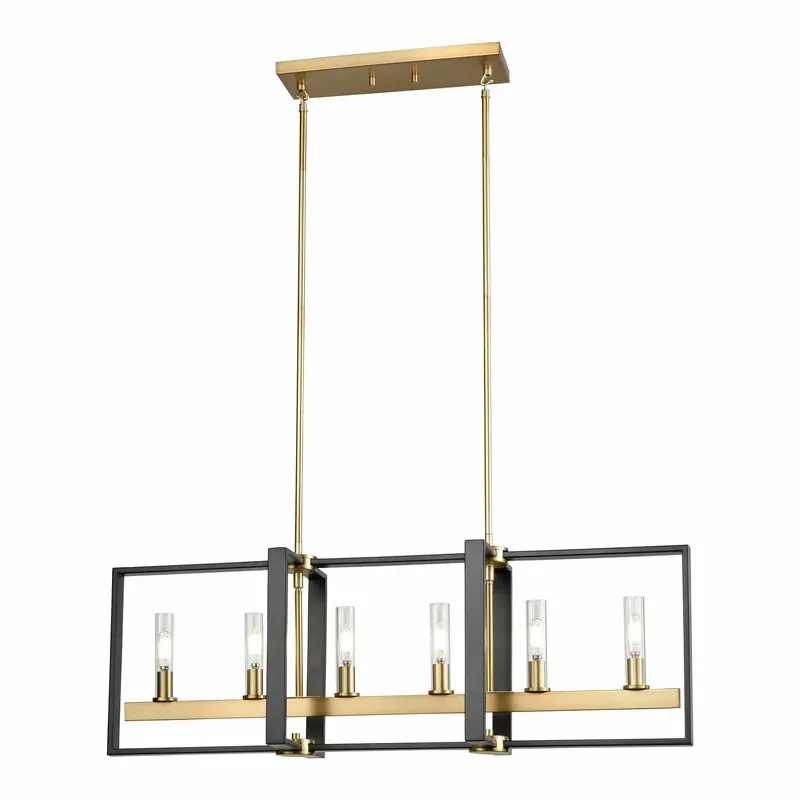 Blairmore Six Light Linear Pendant Venetian Brass/Graphite w/Clear Glass