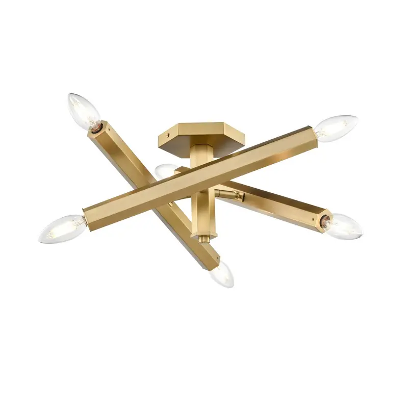 Kestrel Six Light Semi Flush Mount Brass