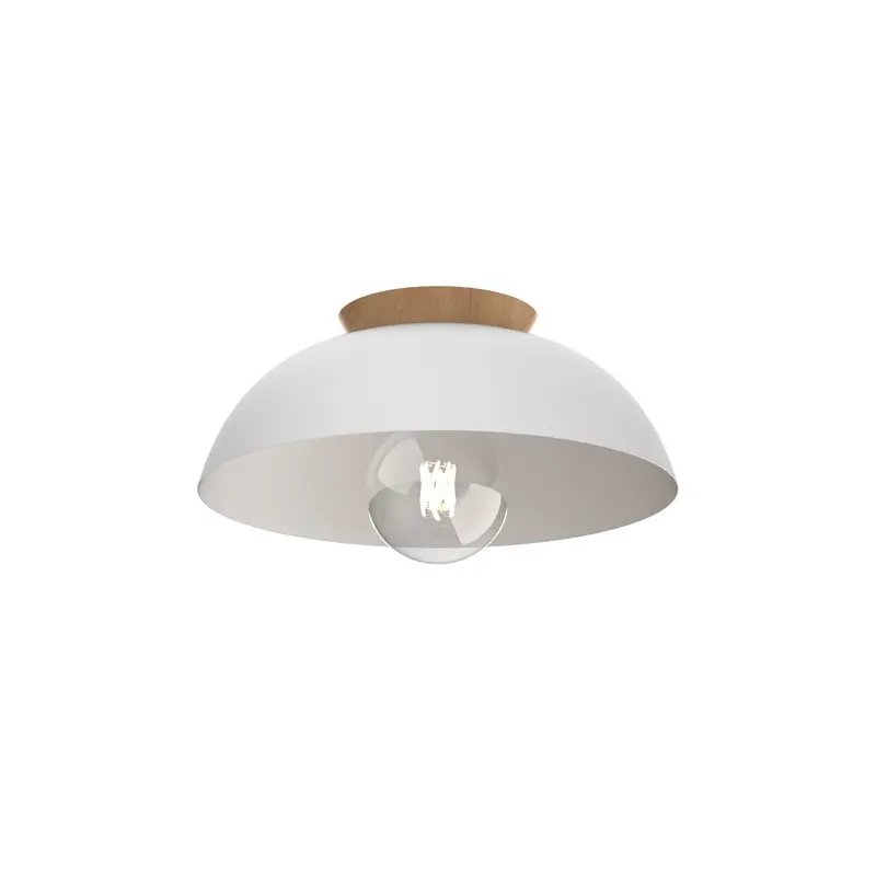 Bergen One Light Flush Mount Matte White/Natural Wood
