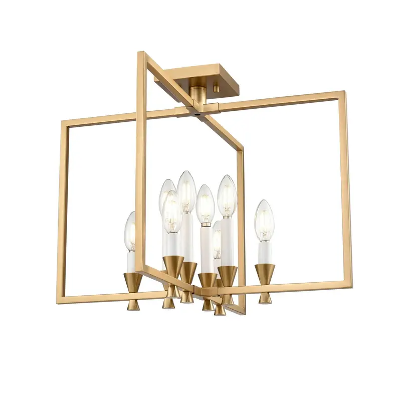 Carisbrooke Eight Light Semi-Flush Mount Brass