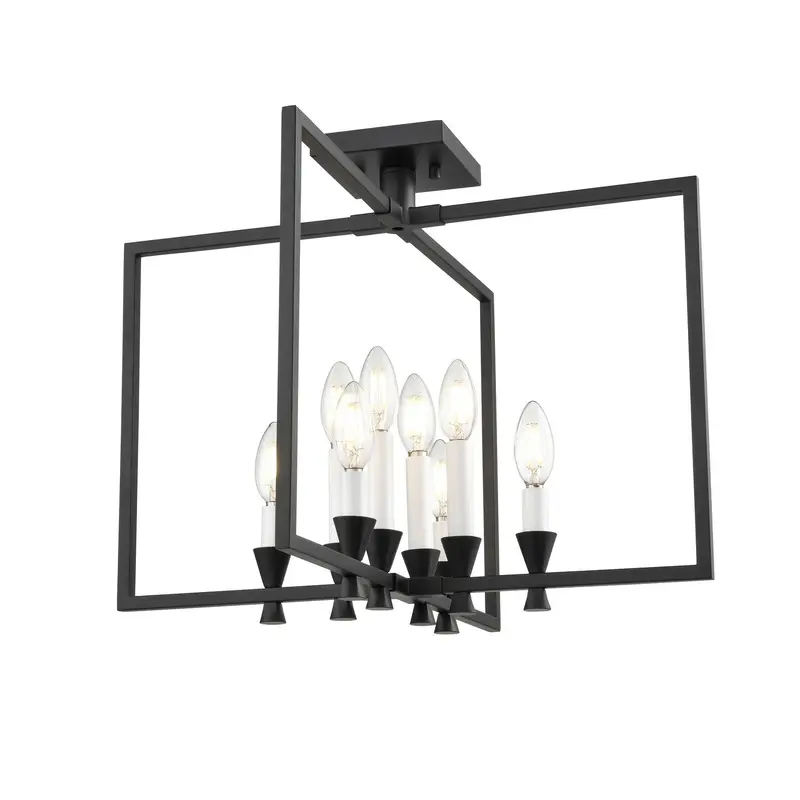 Carisbrooke Eight Light Semi-Flush Mount Ebony