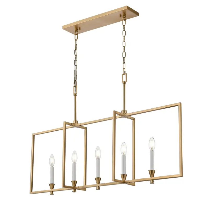 Carisbrooke Five Light Linear Pendant Brass