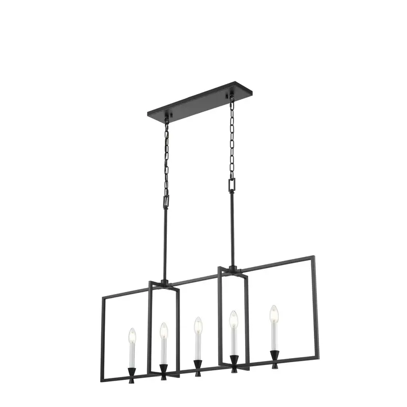 Carisbrooke Five Light Linear Pendant Ebony