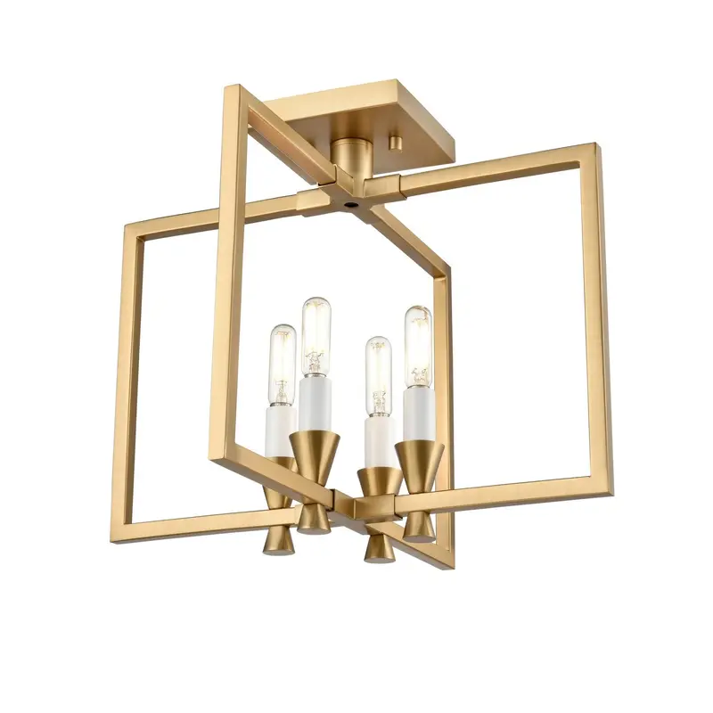 Carisbrooke Four Light Semi-Flush Mount Brass