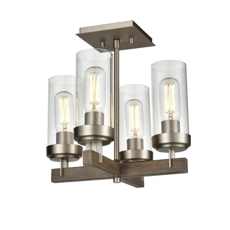 Okanagan Four Light Semi-Flush Mount Buffed Nickel