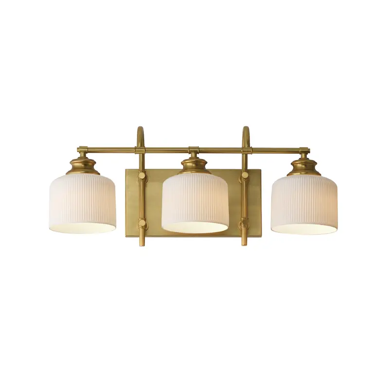Bisque Three Light Bath Vanity Natural Aged Brass