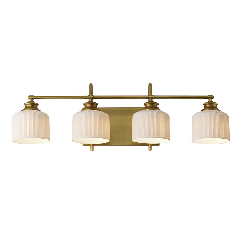 Bisque Four Light Bath Vanity Natural Aged Brass