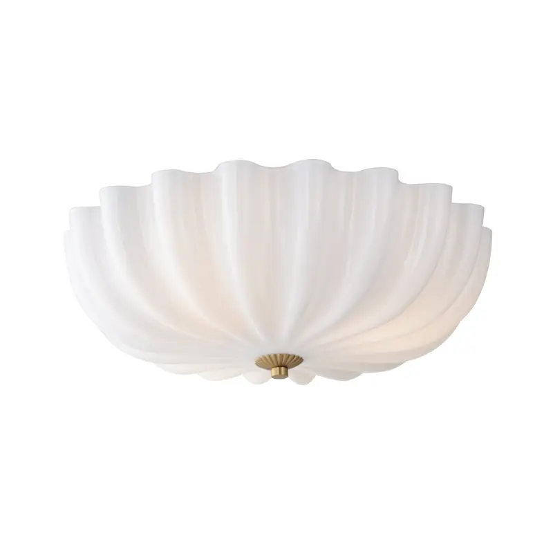 Bundt Three LIght Wall Sconce / Flush Mount White/Natural Aged Brass