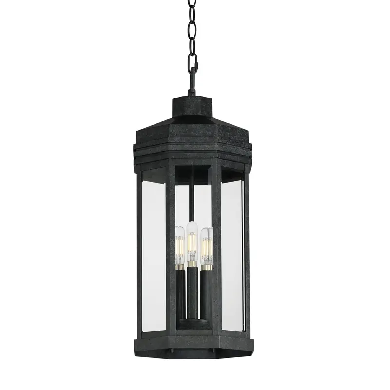 Wright Three Light Outdoor Pendant Black Patina