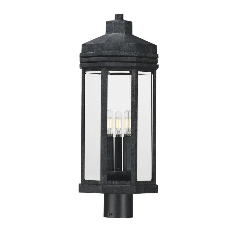 Wright Three Light Outdoor Post Lantern Black Patina