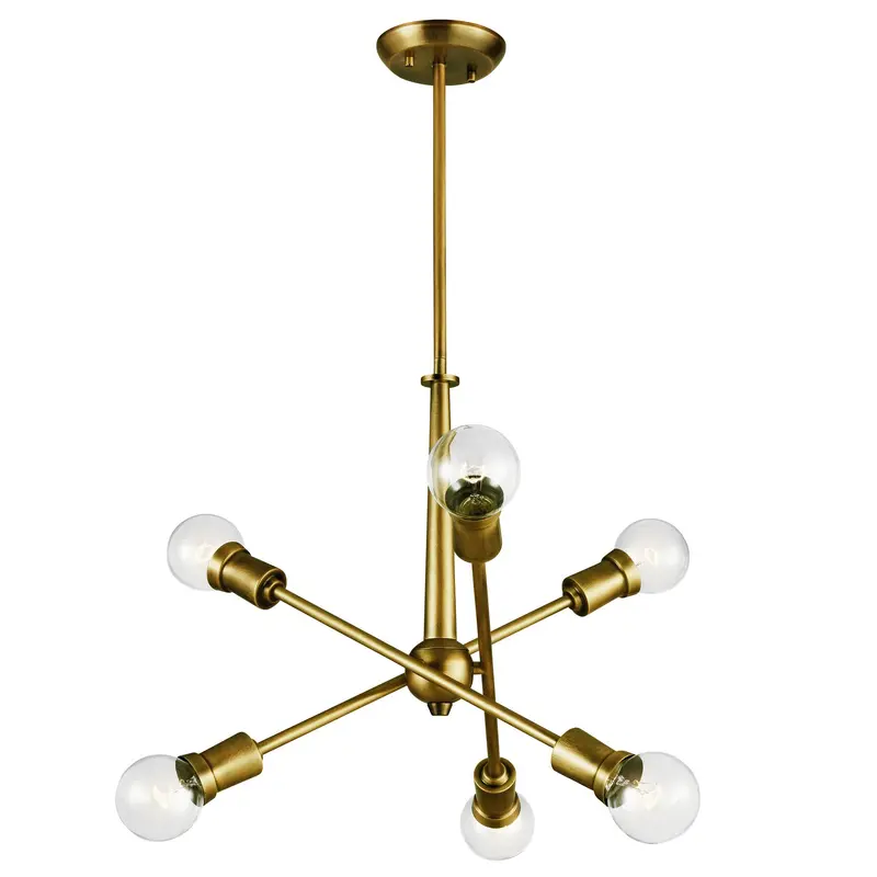 Armstrong Six Light Chandelier Natural Brass
