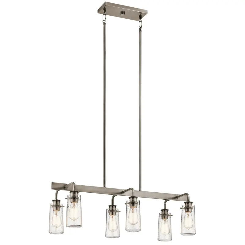Braelyn Six Light Linear Chandelier Classic Pewter