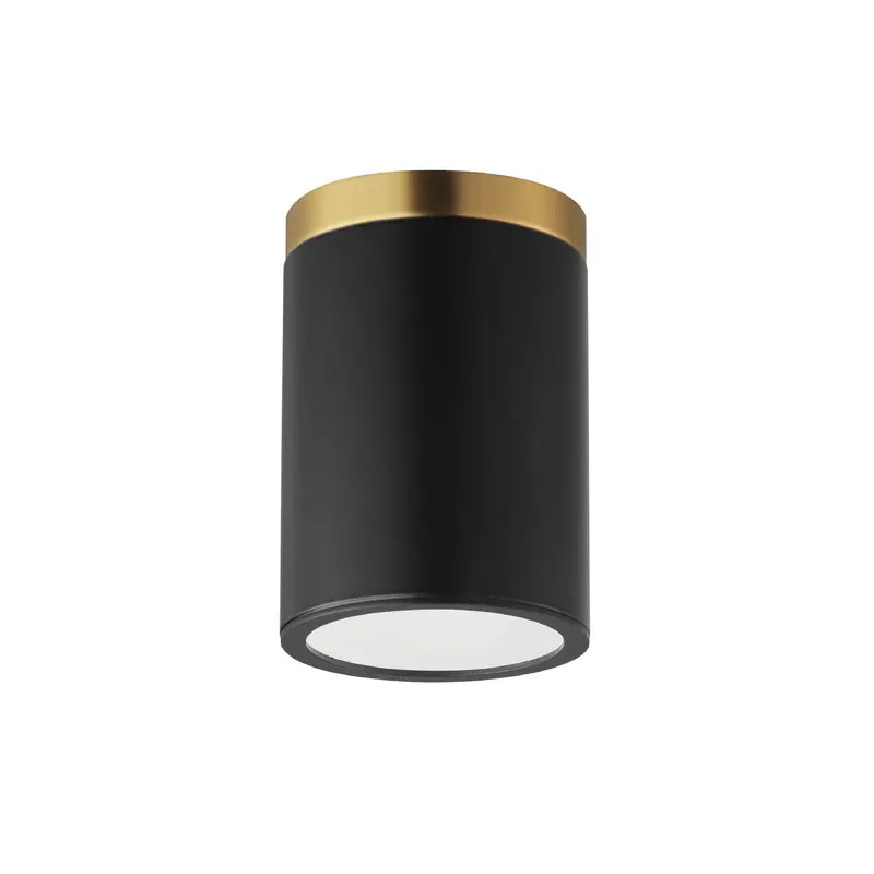 Dapper One Light Flush Mount Black / Antique Brass