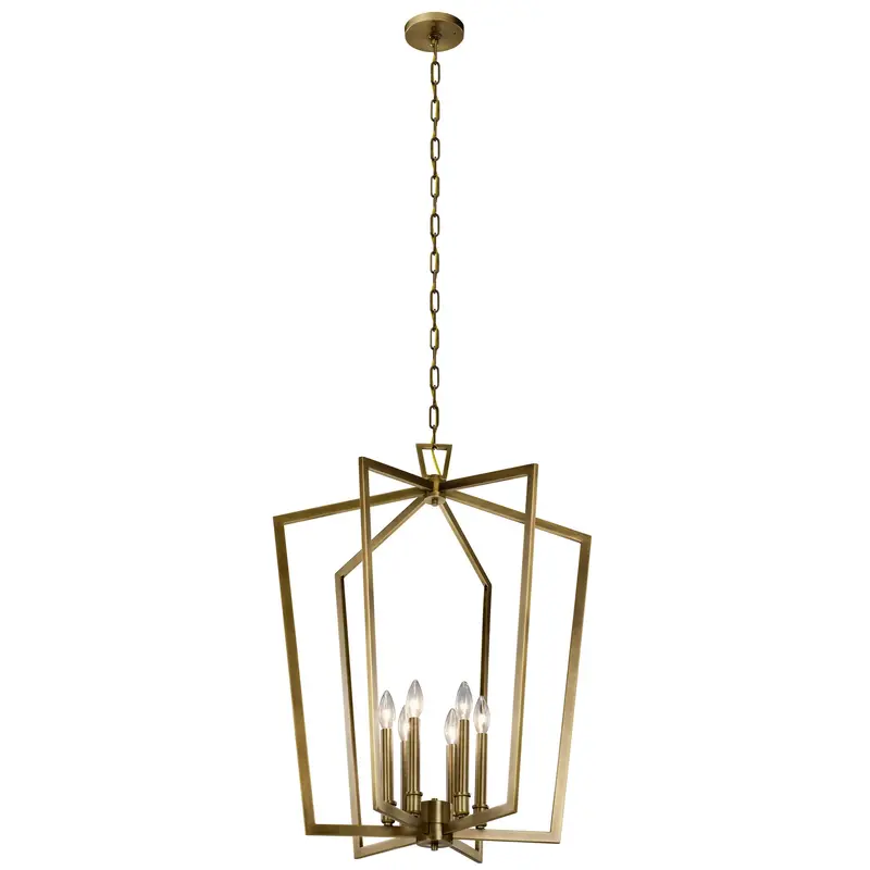 Abbotswell Six Light Foyer Pendant Natural Brass
