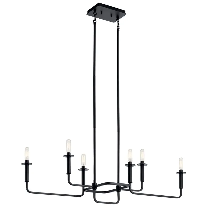 Alden Six Light Linear Chandelier Black
