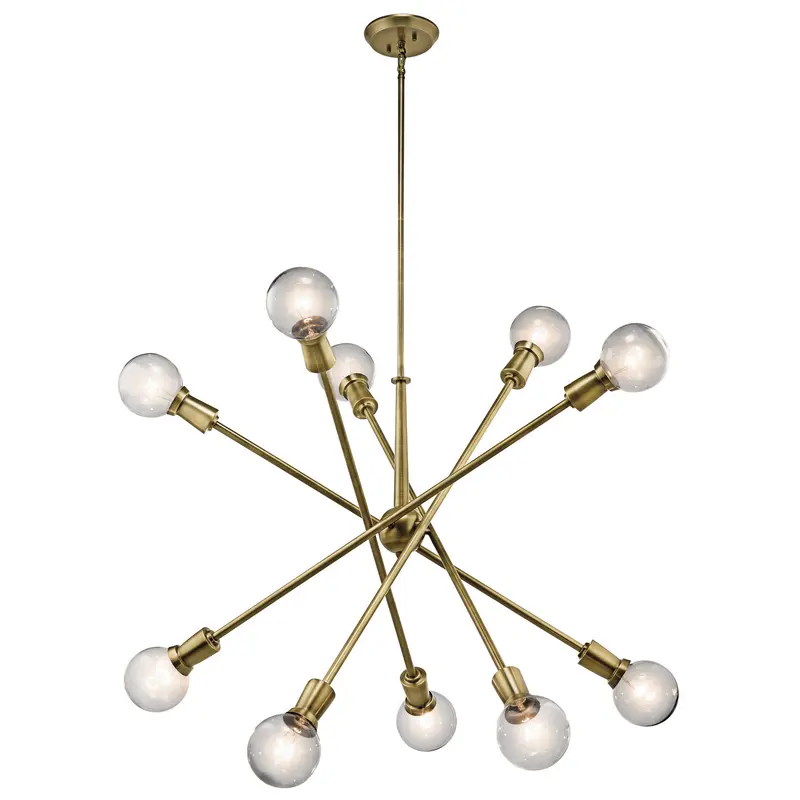 Armstrong Ten Light Chandelier Natural Brass