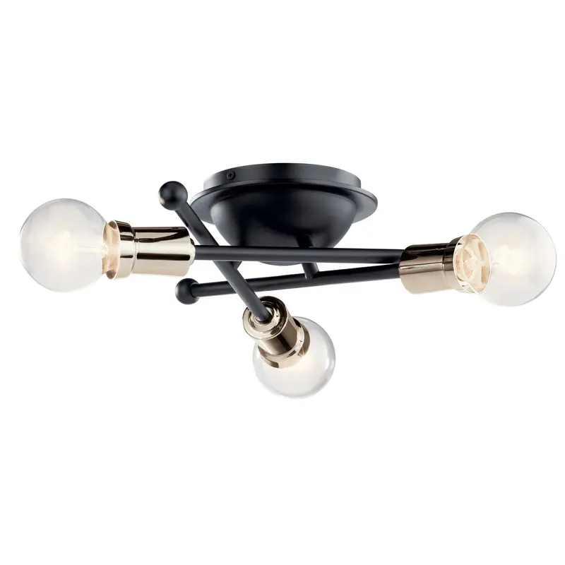 Armstrong Three Light Flush Mount Black