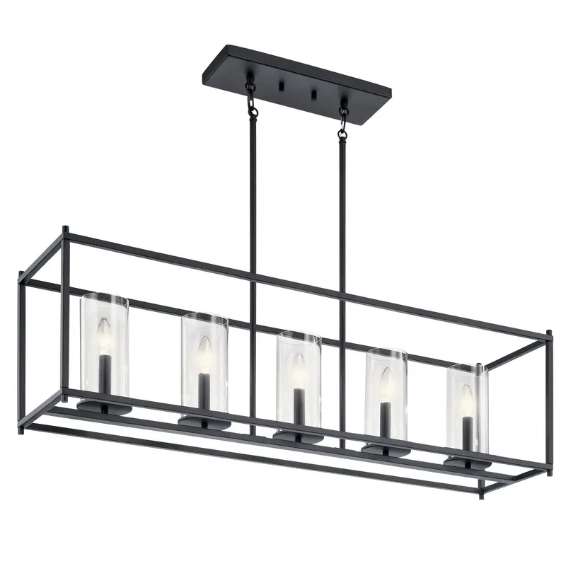 Crosby Five Light Linear Chandelier Black