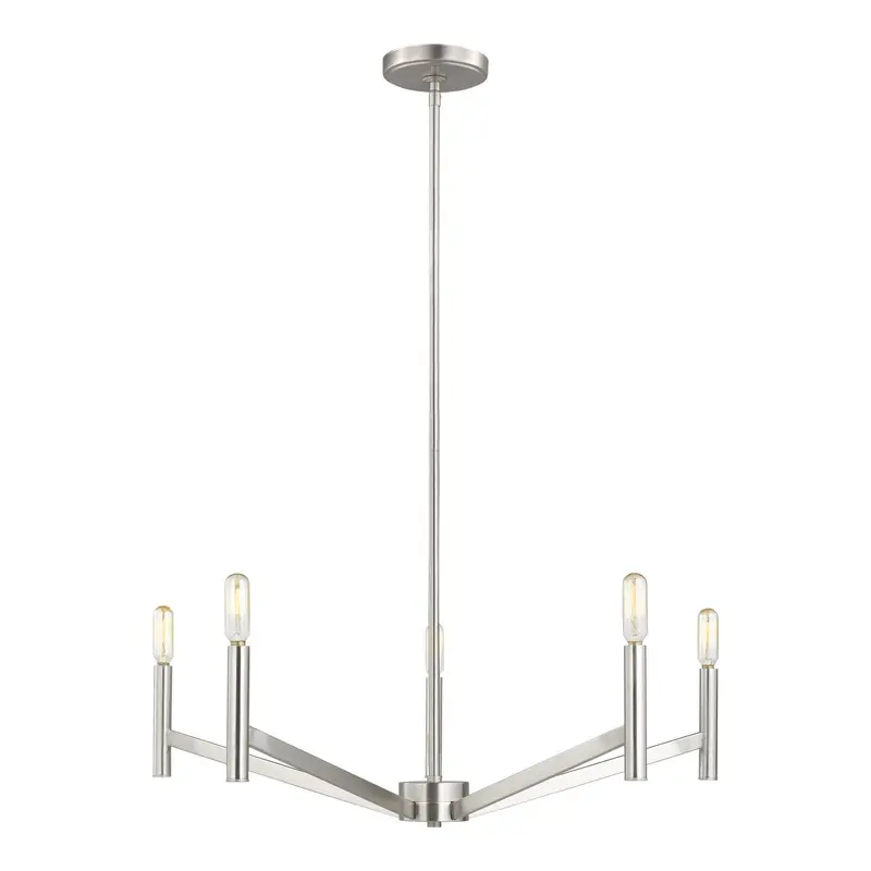Vector Five Light Chandelier Brushed Nickel