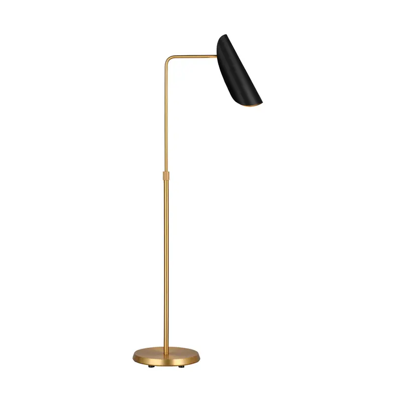 Tresa One Light Floor Lamp Midnight Black and Burnished Brass