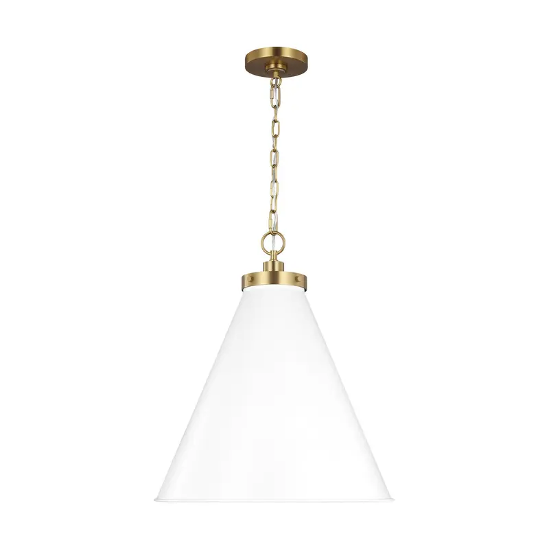 Wellfleet One Light Pendant Matte White and Burnished Brass