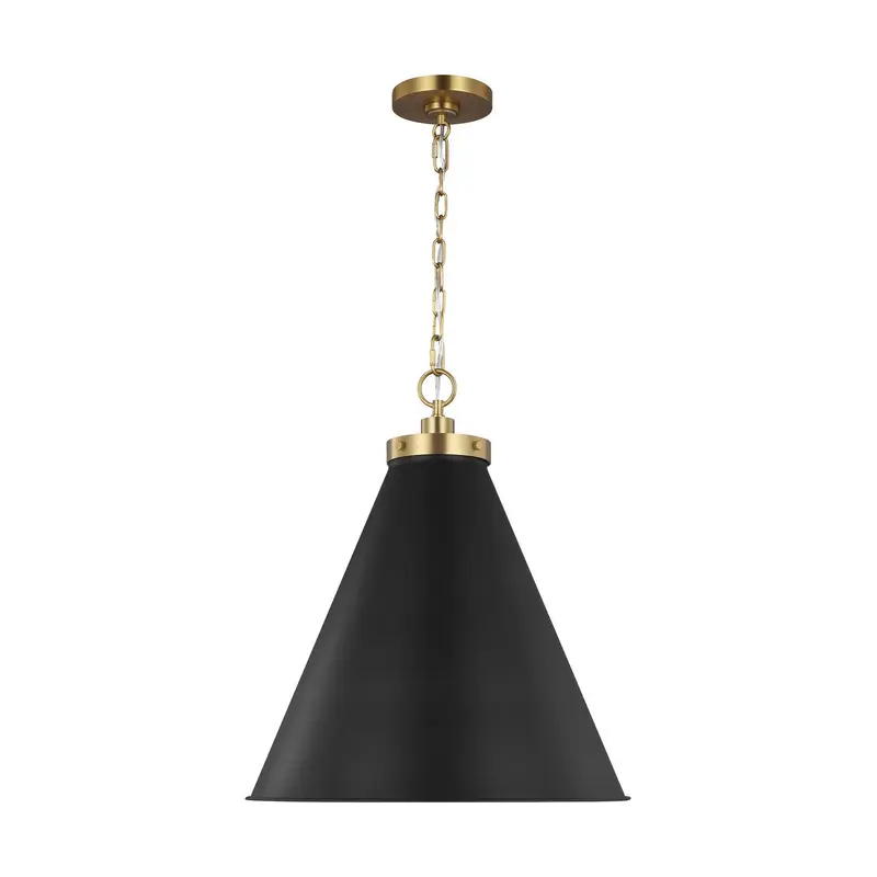 Wellfleet One Light Pendant Midnight Black and Burnished Brass