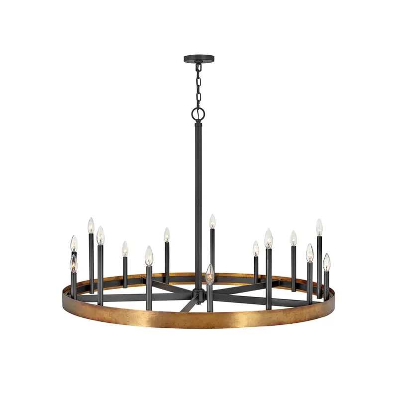 Wells LED Chandelier Weathered Brass