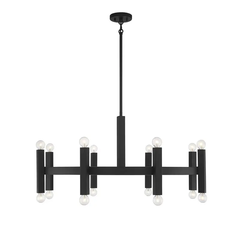 16 Light Chandelier Matte Black