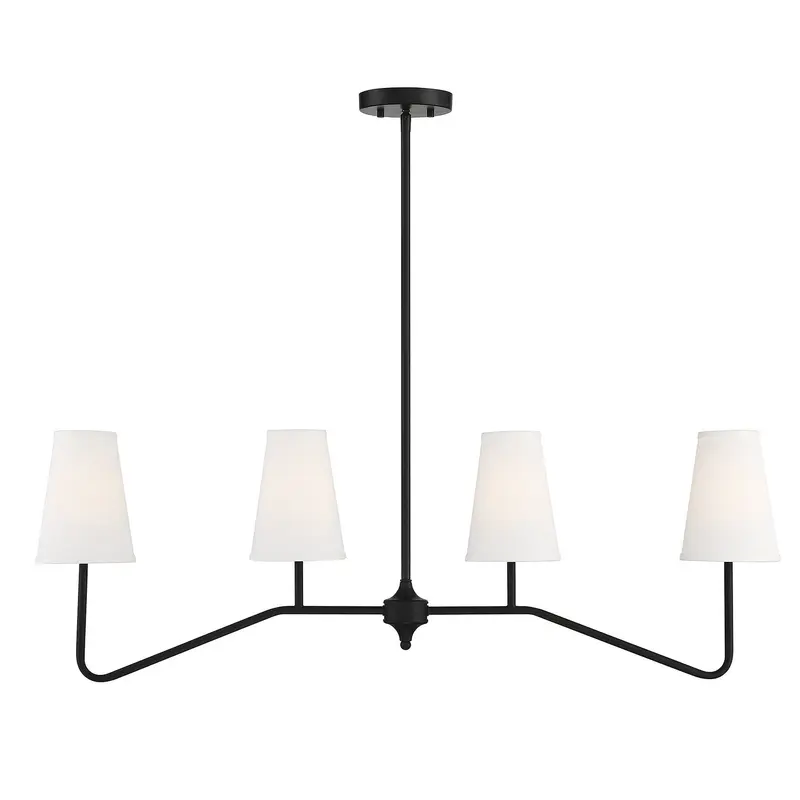 Four Light Linear Chandelier Matte Black