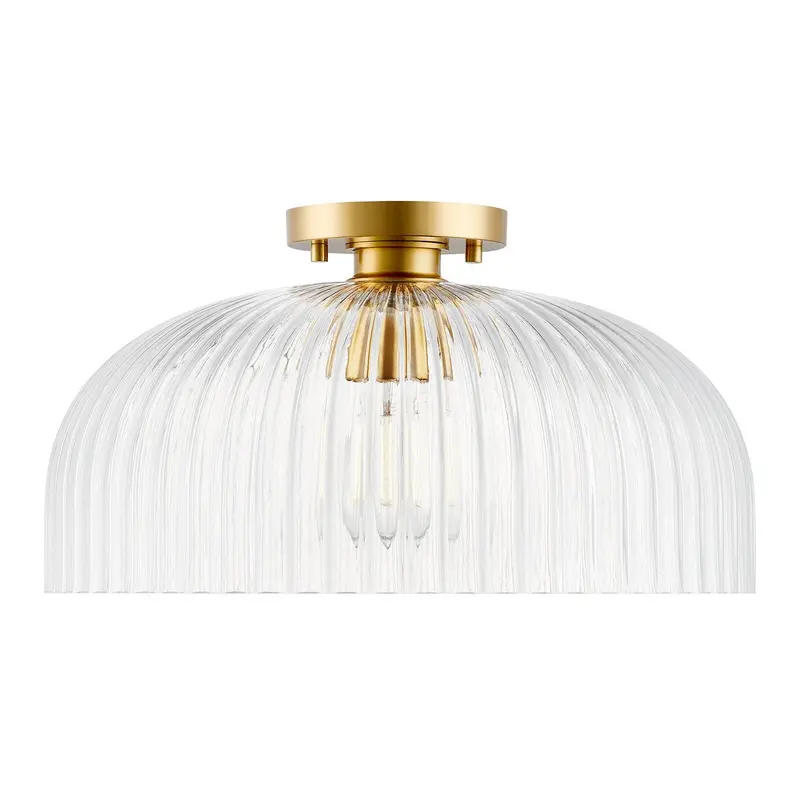 One Light Semi-Flush Mount Natural Brass