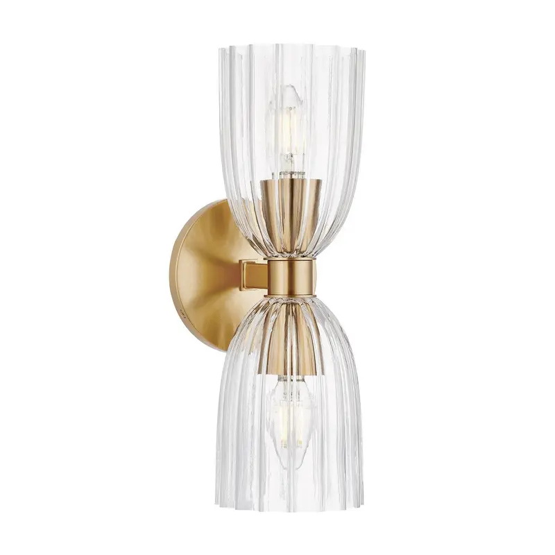 Two Light Wall Sconce Natural Brass