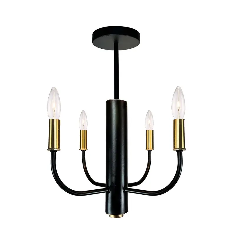 Avalon Collection Four Light Semi Flushmount Vintage Brass