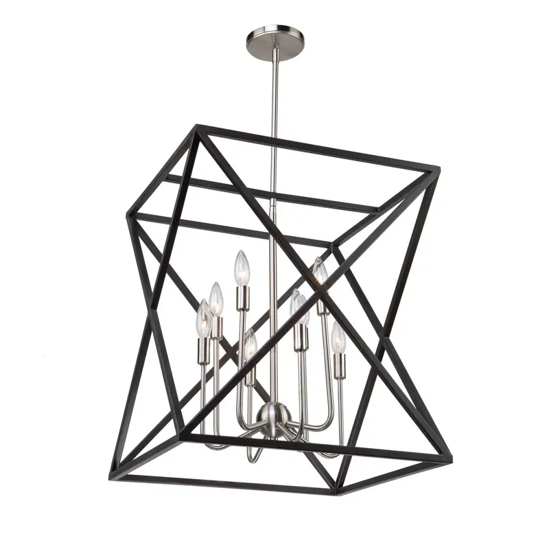 Elements Eight Light Chandelier Black & Polished Nickel