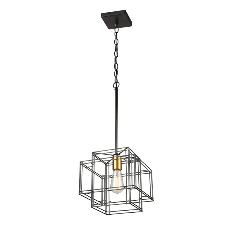 Artisan One Light Pendant Black and Brushed Brass