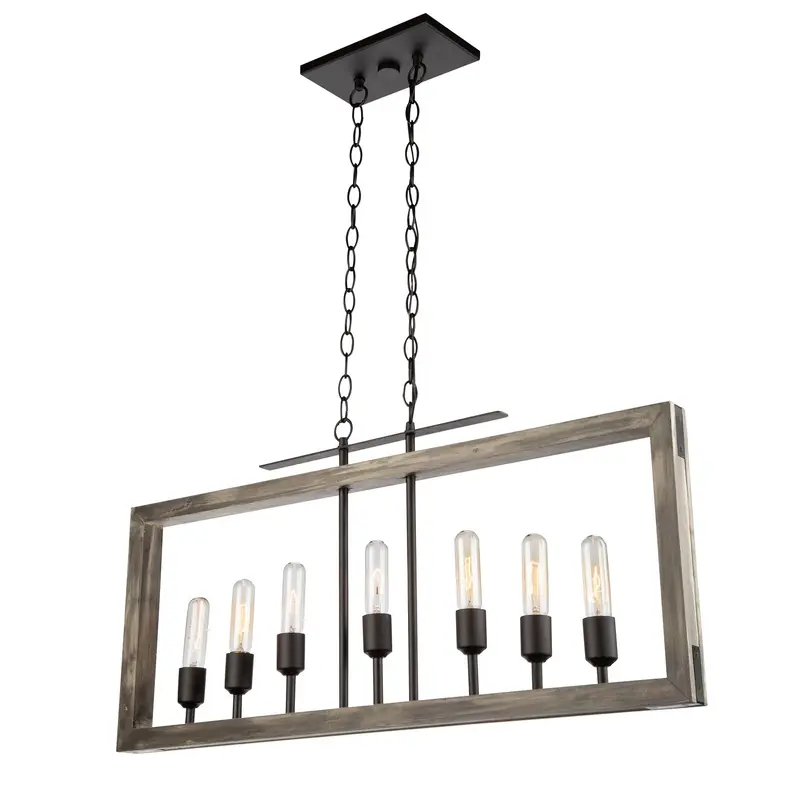 Gatehouse Seven Light Island Pendant Beach Wood & Black