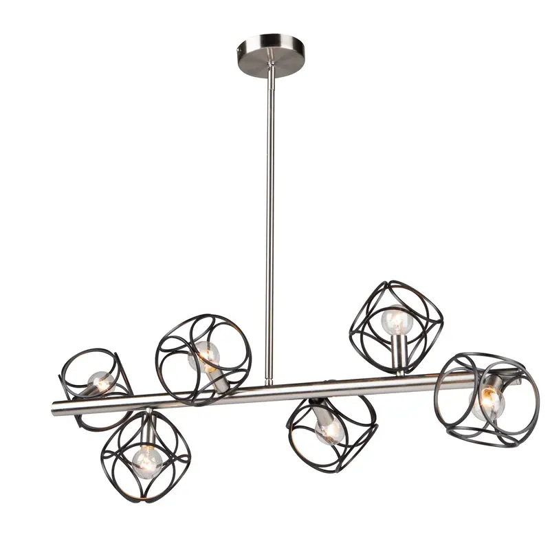 Sorrento Six Light Island Pendant Matte Black & Satin Nickel