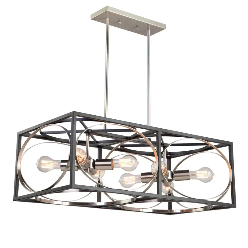 Corona Eight Light Island Pendant Black & Polished Nickel