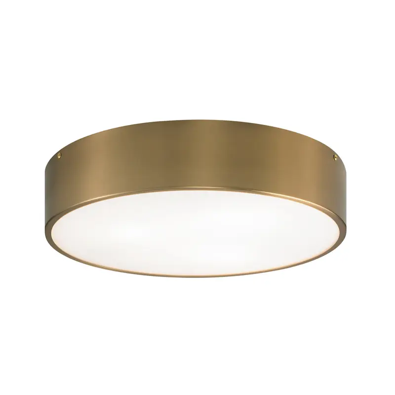 Snare Three Light Flush Mount Aged Gold Brass