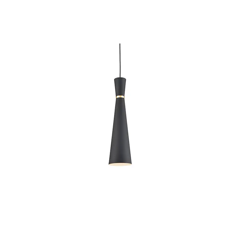 Vanderbilt One Light Pendant Black With Gold Detail